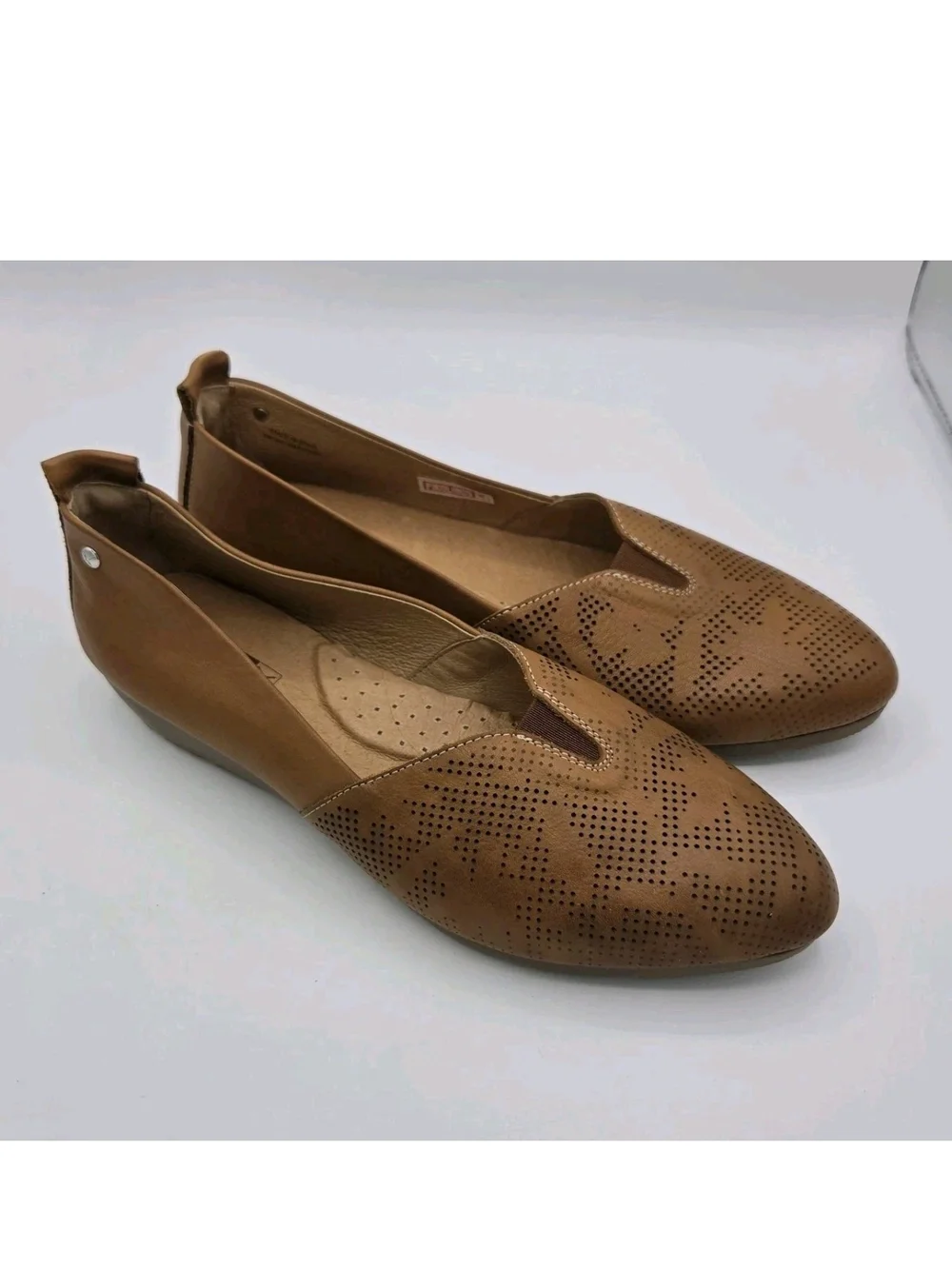Pikolinos Aledo Ballet Flats Brandy Leather Perforated Detaling Brown Size 39 8